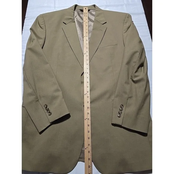 Jos A Bank Mens Sport Coat Blazer Suit Jacket Tan Wool 46L Notch